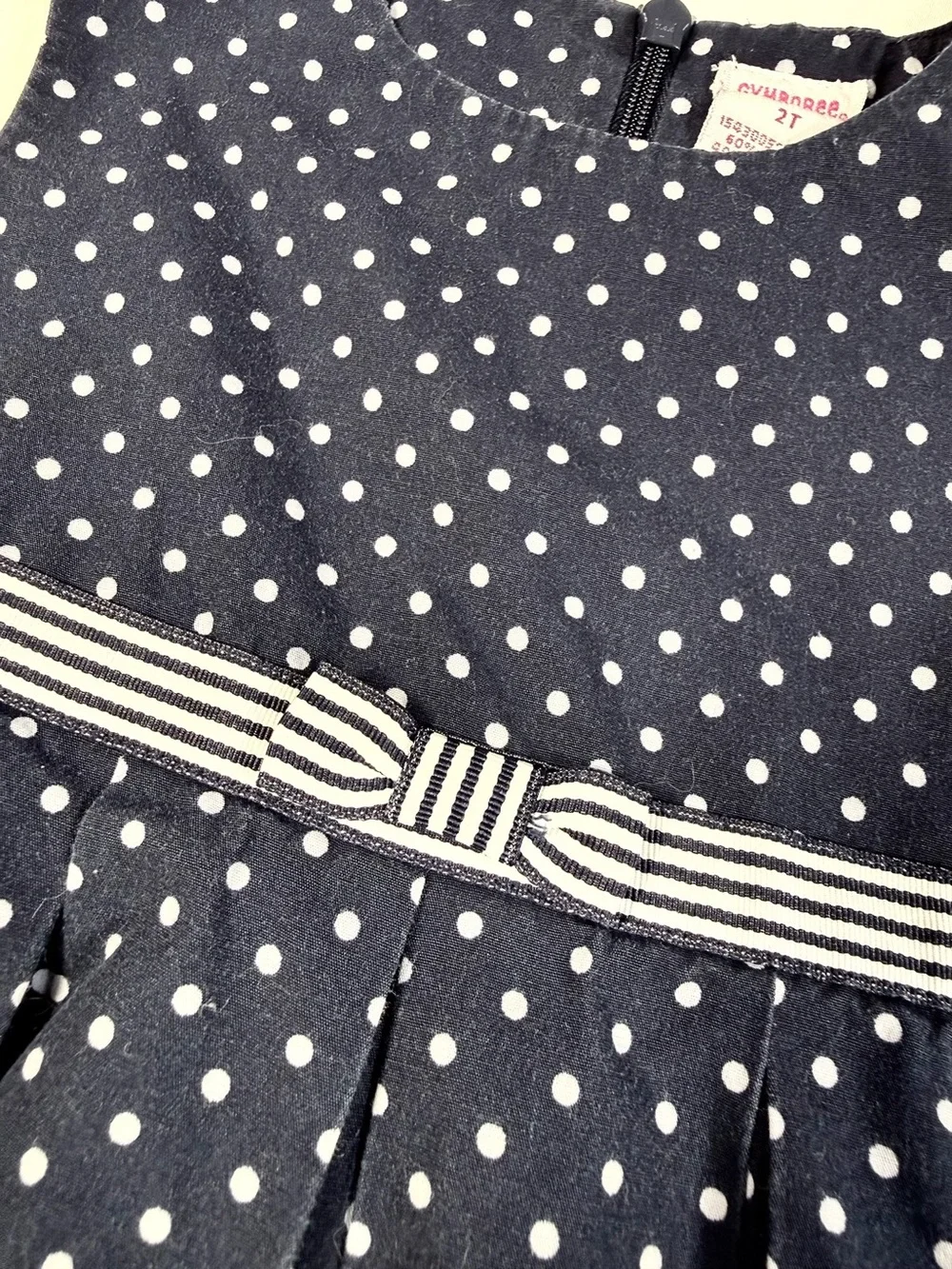 VINTAGE‎ GYMBOREE Girls Dress 2T 2003 Polka Dot Nautical Coastal Sleeveless